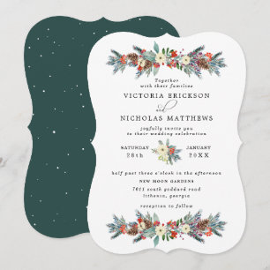 Rustic Floral   Winter Botanical Wedding Invitation