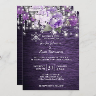 Rustic floral winter wedding Invitation