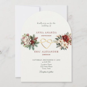 Rustic Floral Winter Wedding Invitation
