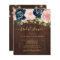 Rustic floral wood budget bridal shower invitation