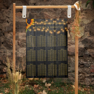 Rustic floral wood lights wedding seating chart
