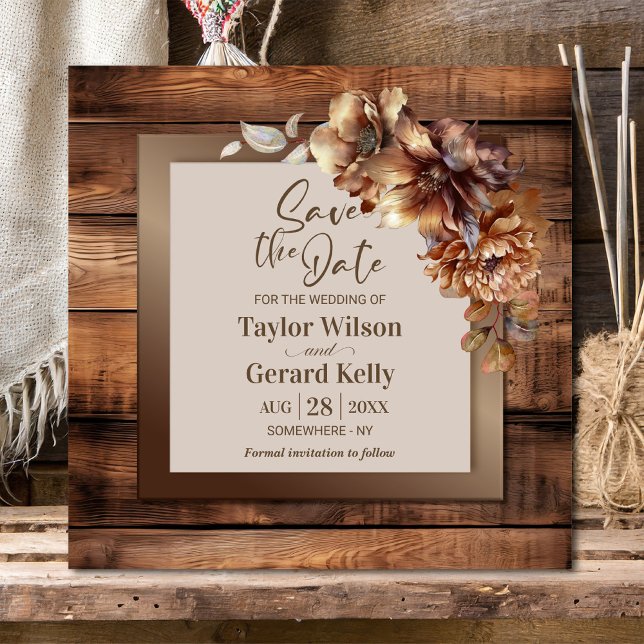 Rustic Floral Wood Wedding Save the Date (Creator Uploaded)
