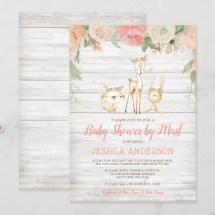 Rustic Floral Woodland Girl Baby Shower by Mail Invitation