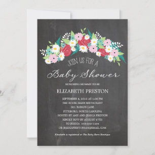 Rustic Floral Wreath Baby Shower Invitation