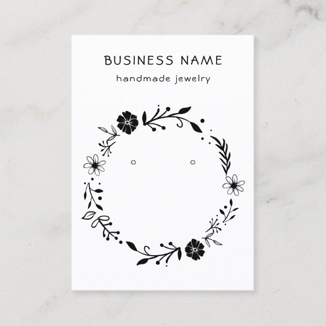 Rustic Floral Wreath Earring Display Card (Front)