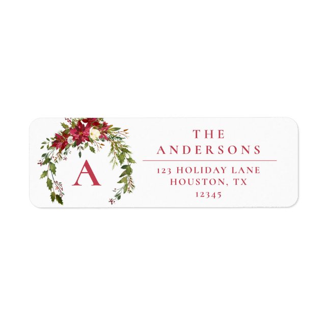 Rustic Floral Wreath Holiday Return Address Label (Front)