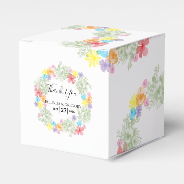 Rustic Floral Wreath Wedding Favour Box (Front Side)