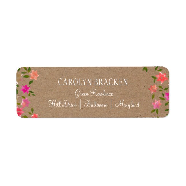 Rustic Floral Wreath Wedding Return Address Label (Front)