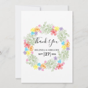 Rustic Floral Wreath Wedding Thank You Card