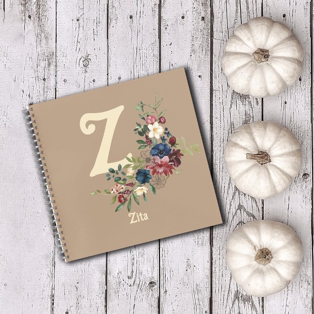 Rustic Florals Monogram Initial Custom  Notebook (Creator Uploaded)