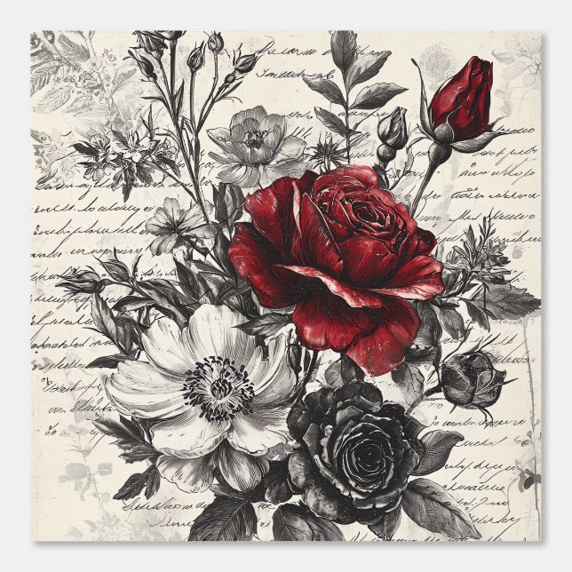 Rustic Flower and Calligraphy - Aged Brown Paper 3 Wallpaper (Front)