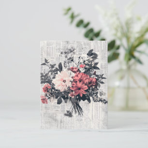 Rustic Flower and Calligraphy - Aged Brown Paper 5 Postcard