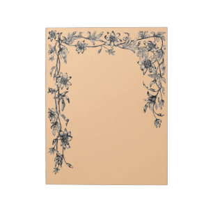 Rustic Flower Border Newsletter Sepia Notepad