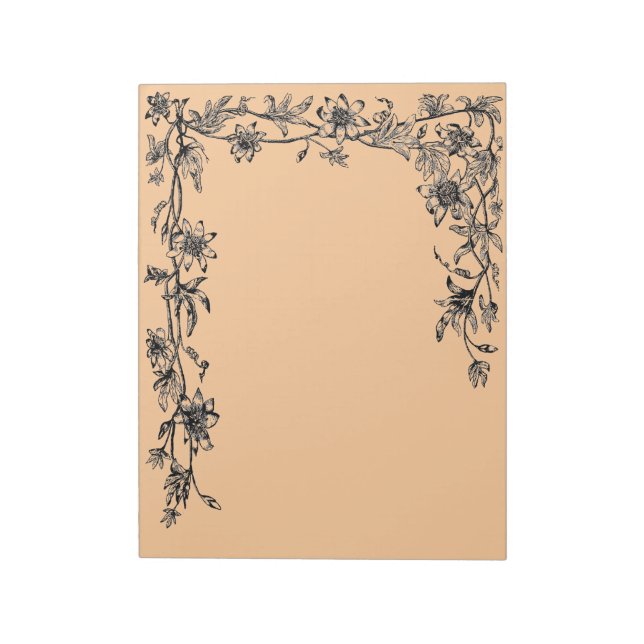 Rustic Flower Border Newsletter Sepia Notepad (Rotated)