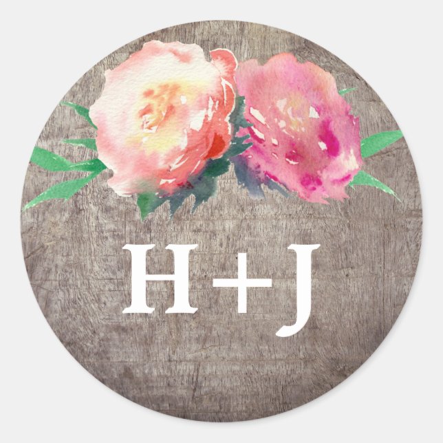 Rustic Flower Bouquet Wedding Envelope Seals (Front)