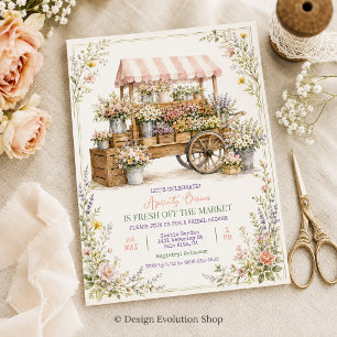 Rustic Flower Cart Bridal Shower Invitation
