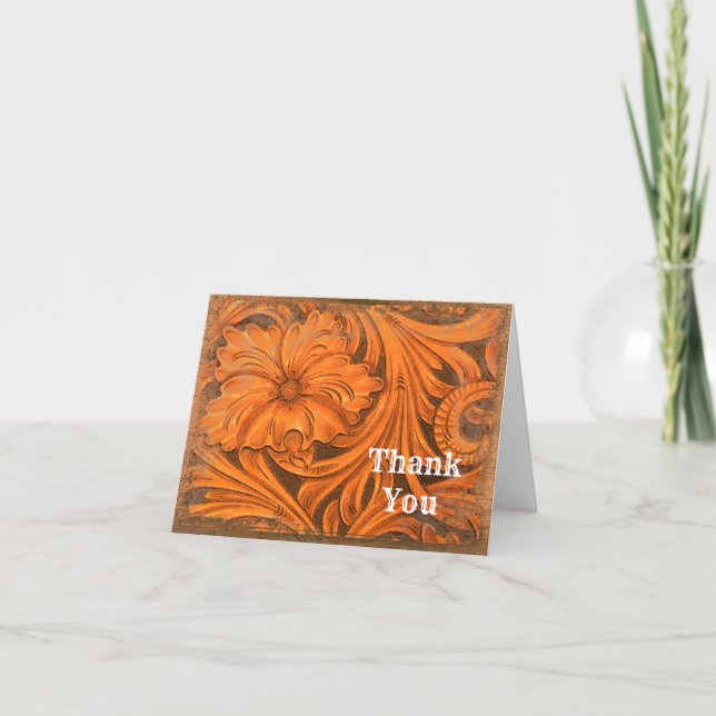 Rustic Flower Country Western Thank You Card (Front)