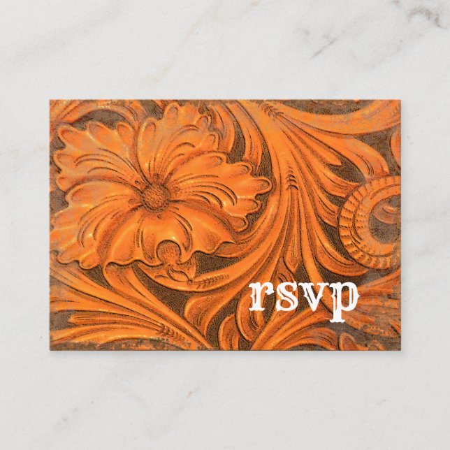Rustic Flower Country Western Wedding RSVP Card (Front)