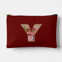 Rustic Flower Initial Y Burgundy