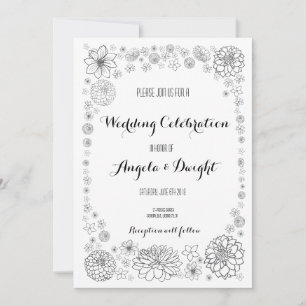 Rustic Flower Wedding Invitation