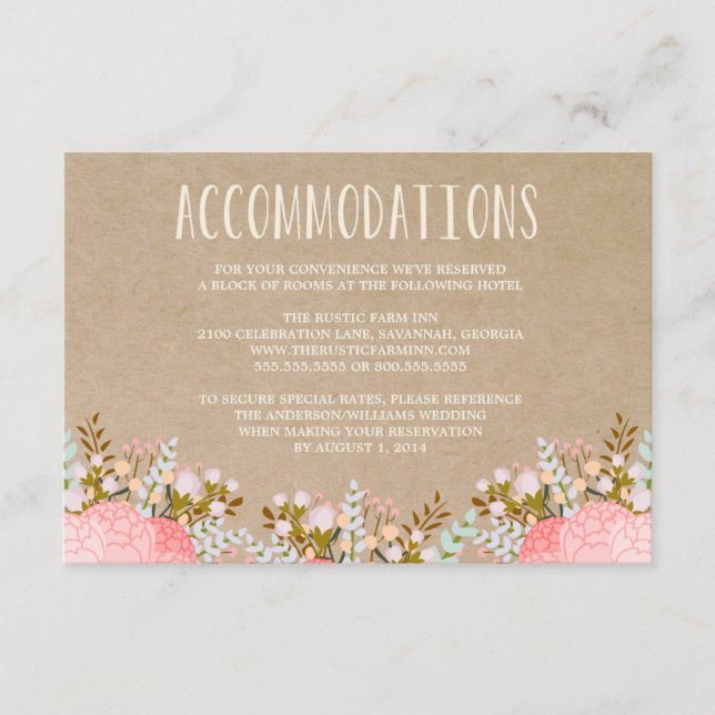 Rustic Flowers | Accommodation Enclosure Card (Front)