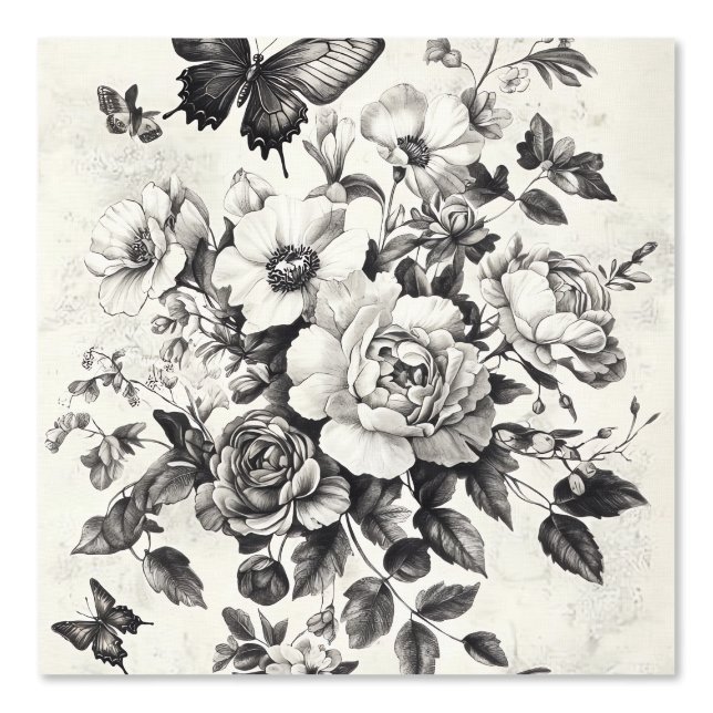 Rustic Flowers and Butterfly - Aged Paper (3) Wallpaper (Front)