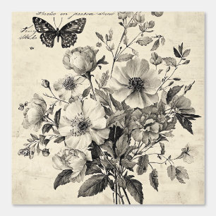 Rustic Flowers and Butterfly - Aged Paper (8) Wallpaper