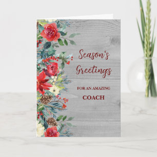Rustic Flowers Coach Christmas Holiday Card