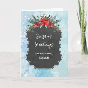 Rustic Flowers Coach Christmas Holiday Card