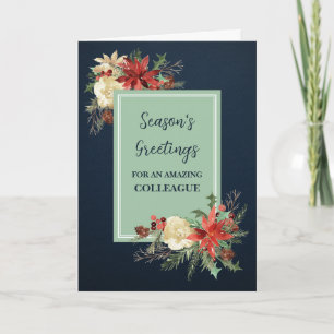 Rustic Flowers Colleague Christmas Holiday Card