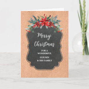 Rustic Flowers Cousin & Family Christmas Card