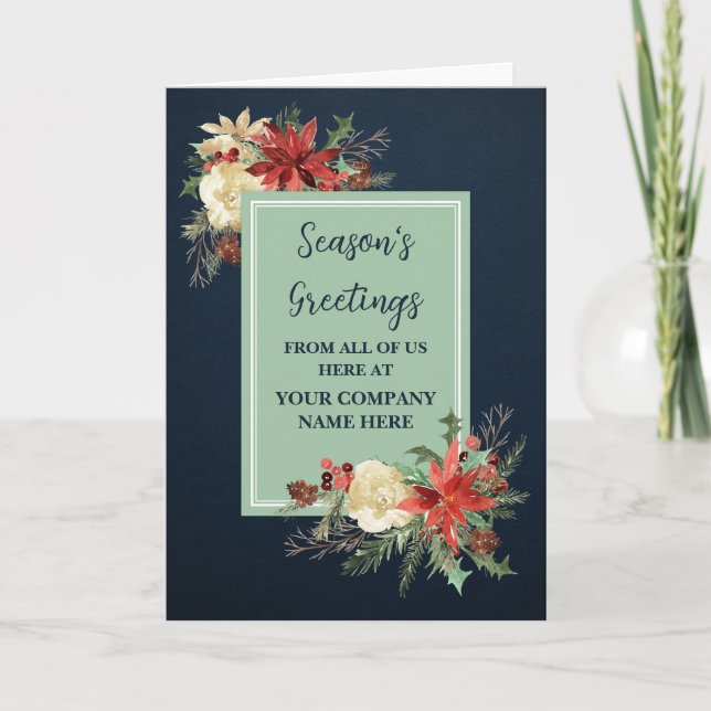 Rustic Flowers Customer Christmas Holiday Card (Front)