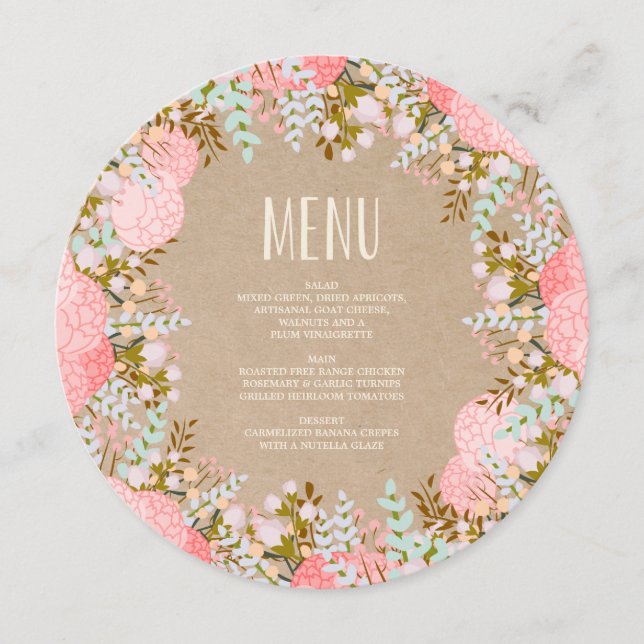 Rustic Flowers | Dinner Menu (Front)