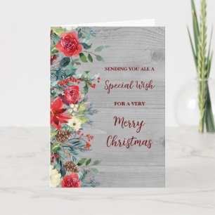 Rustic Flowers For Group Christmas Holiday Card