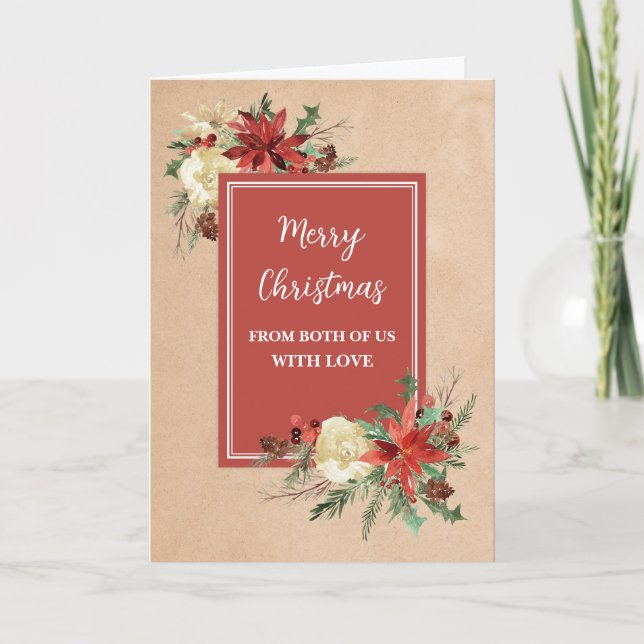 Rustic Flowers From Couple Christmas Holiday Card (Front)