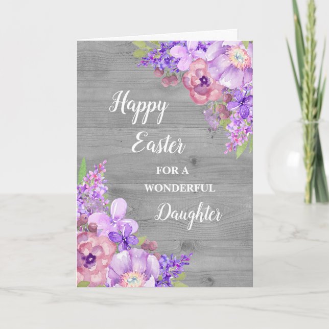Rustic Flowers Happy Easter Daughter Holiday Card (Front)