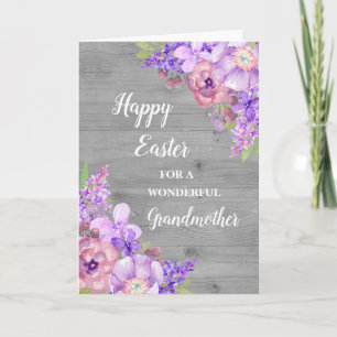 Rustic Flowers Happy Easter Grandmother Holiday Card