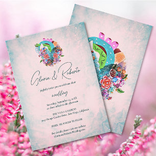Rustic Flowers Heart Mexican Wedding Invitation