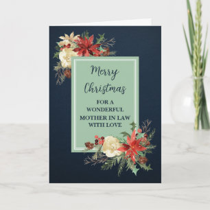 Rustic Flowers Mother In Law Merry Christmas Card