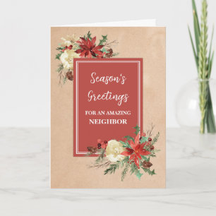 Rustic Flowers Neighbour Christmas Holiday Card