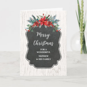 Rustic Flowers Nephew & Family Merry Christmas Card