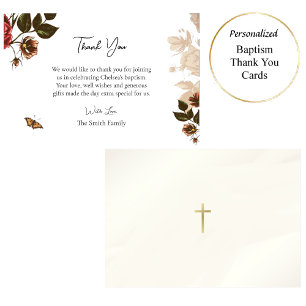 Rustic Flowers Orthodox Christian Baptism Thank You Card