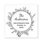 Rustic Flowers Round Custom Return Address Stamp
