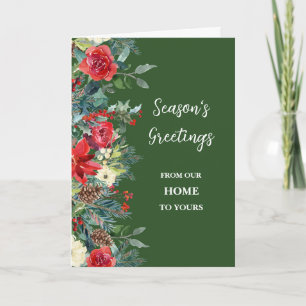 Rustic Flowers Season's Greetings Christmas Card