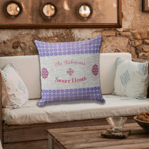 Rustic flowers symbols family cushion