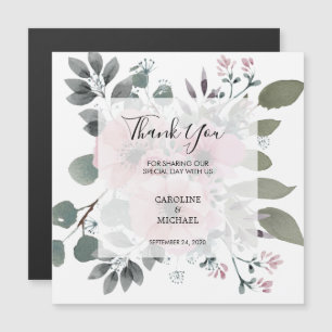 Rustic flowers Wedding thank you magnetic card