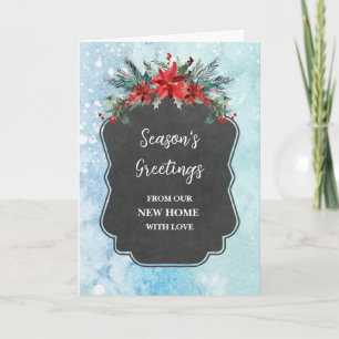 Rustic Flowers We've Moved New Address Christmas Card