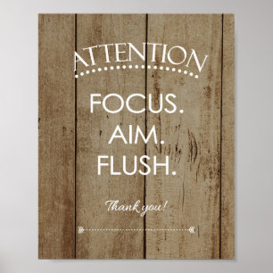Rustic Focus Aim Flush Funny Bathroom Sign