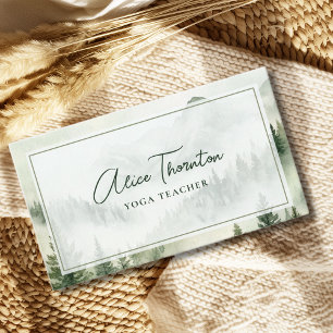 Rustic foggy mountains business card