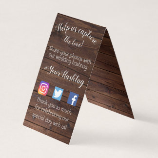 Rustic Folded Hashtag Wedding Share Photos Card